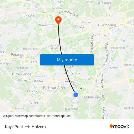 Kayl, Post to Holzem map