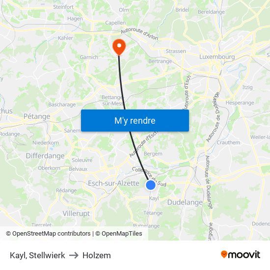 Kayl, Stellwierk to Holzem map