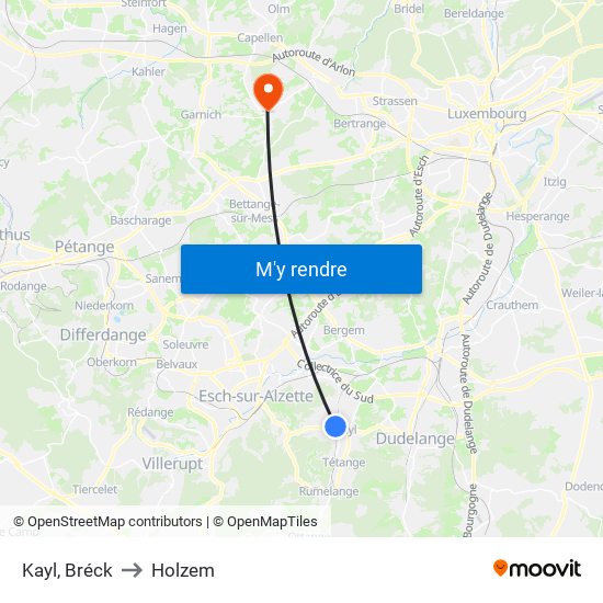 Kayl, Bréck to Holzem map