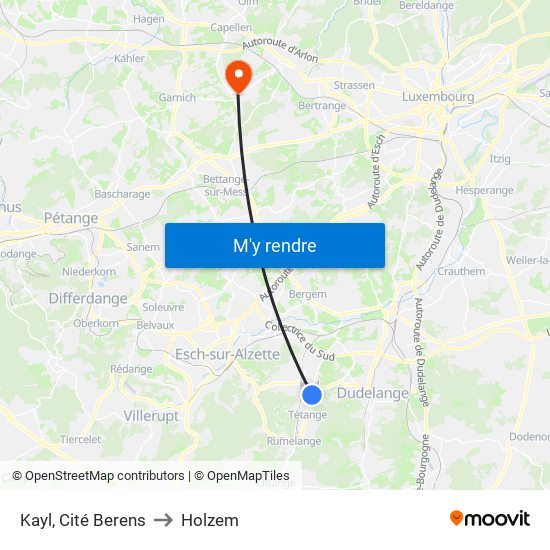 Kayl, Cité Berens to Holzem map