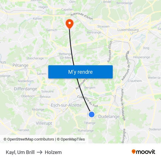 Kayl, Um Brill to Holzem map
