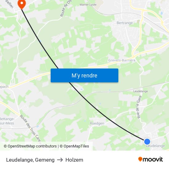 Leudelange, Gemeng to Holzem map