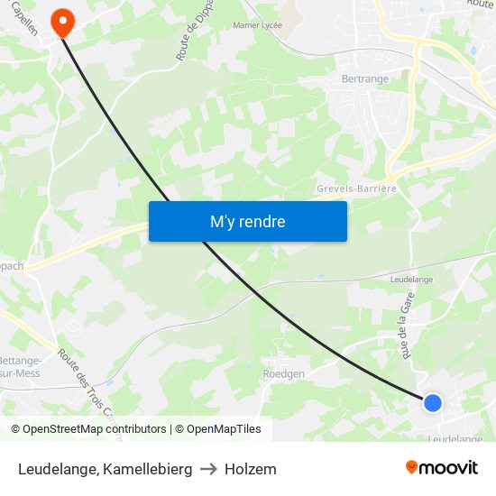 Leudelange, Kamellebierg to Holzem map