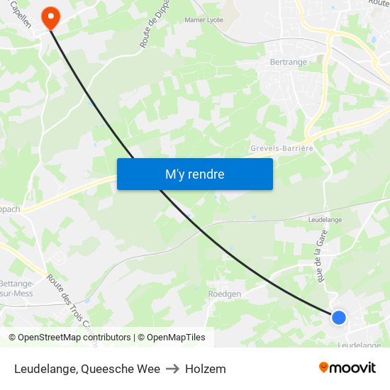 Leudelange, Queesche Wee to Holzem map