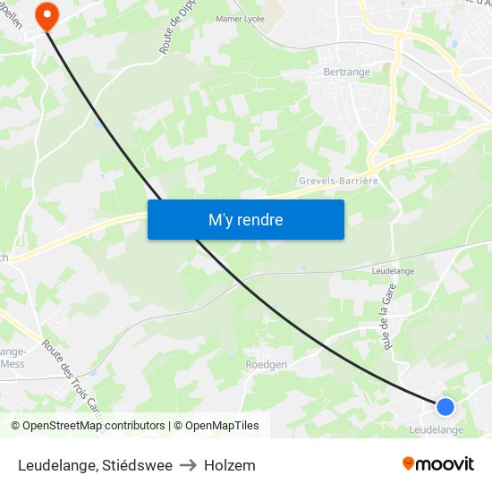 Leudelange, Stiédswee to Holzem map