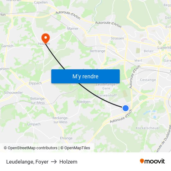 Leudelange, Foyer to Holzem map