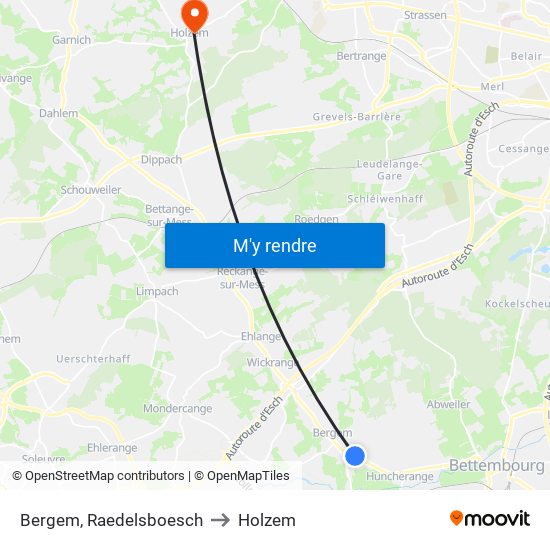 Bergem, Raedelsboesch to Holzem map