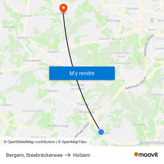 Bergem, Steebréckerwee to Holzem map