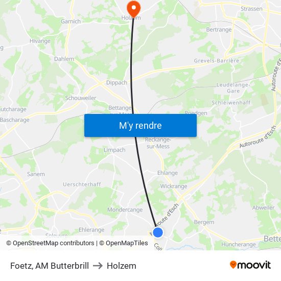 Foetz, AM Butterbrill to Holzem map