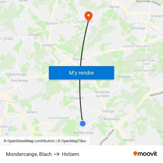 Mondercange, Blach to Holzem map