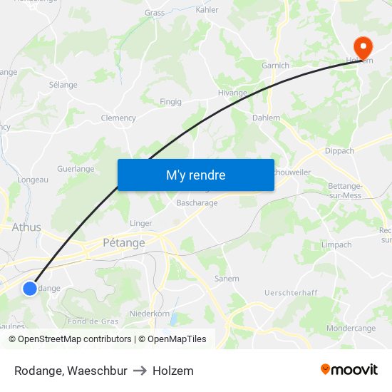 Rodange, Waeschbur to Holzem map