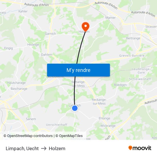 Limpach, Uecht to Holzem map