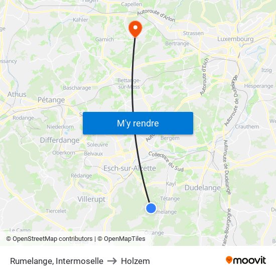 Rumelange, Intermoselle to Holzem map