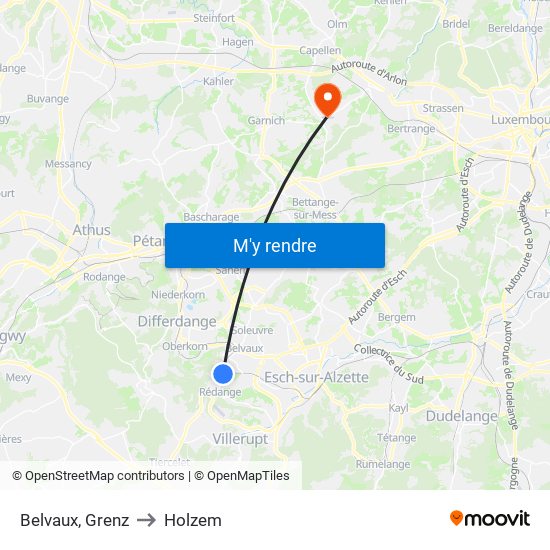 Belvaux, Grenz to Holzem map