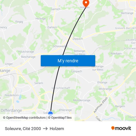 Soleuvre, Cité 2000 to Holzem map