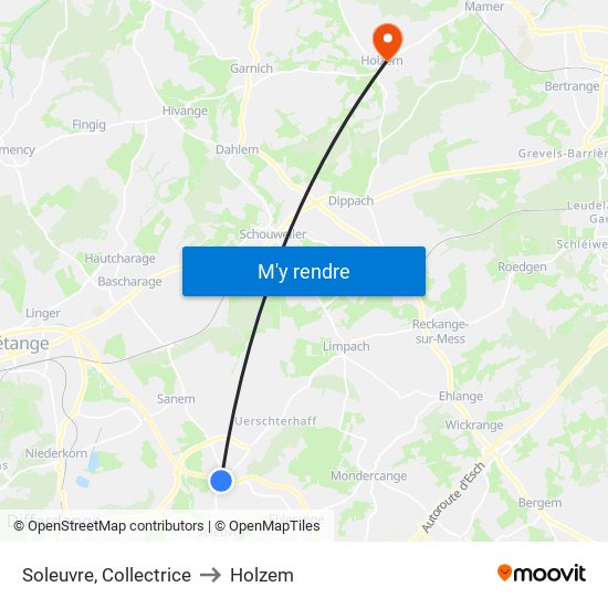 Soleuvre, Collectrice to Holzem map