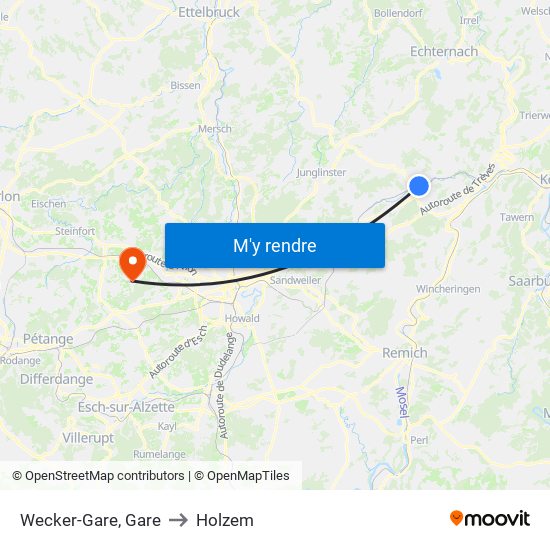 Wecker-Gare, Gare to Holzem map