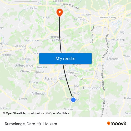 Rumelange, Gare to Holzem map