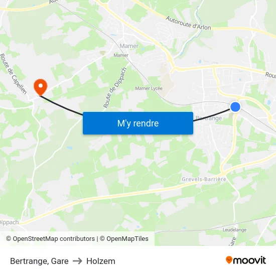 Bertrange, Gare to Holzem map