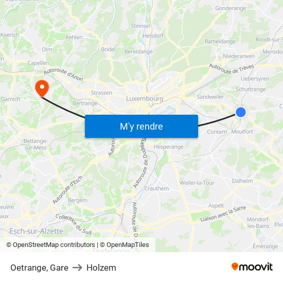 Oetrange, Gare to Holzem map