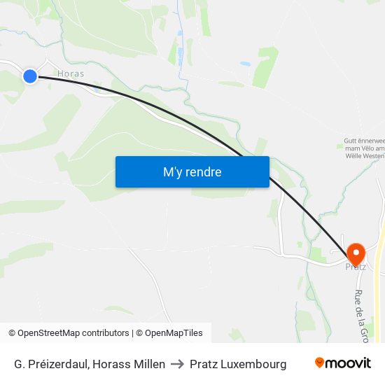 G. Préizerdaul, Horass Millen to Pratz Luxembourg map