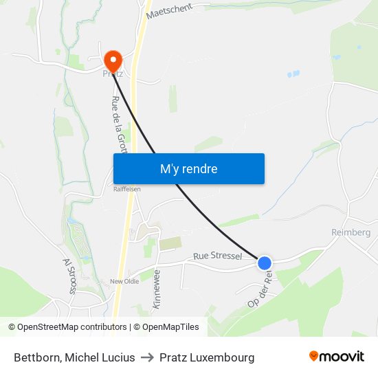 Bettborn, Michel Lucius to Pratz Luxembourg map