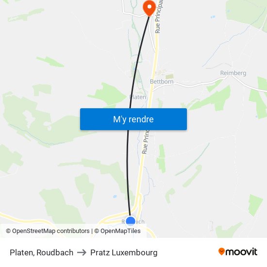 Platen, Roudbach to Pratz Luxembourg map