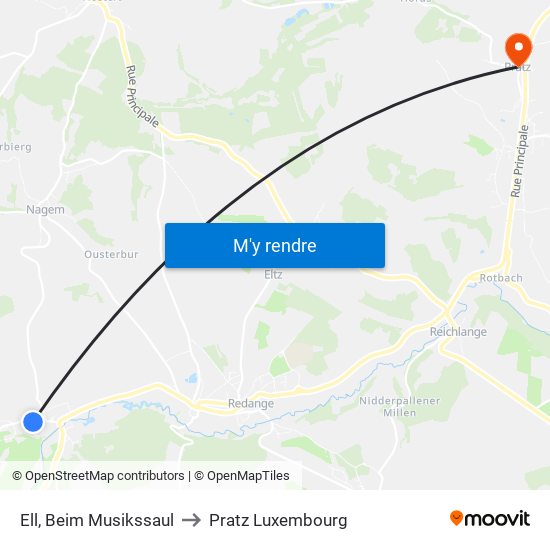 Ell, Beim Musikssaul to Pratz Luxembourg map