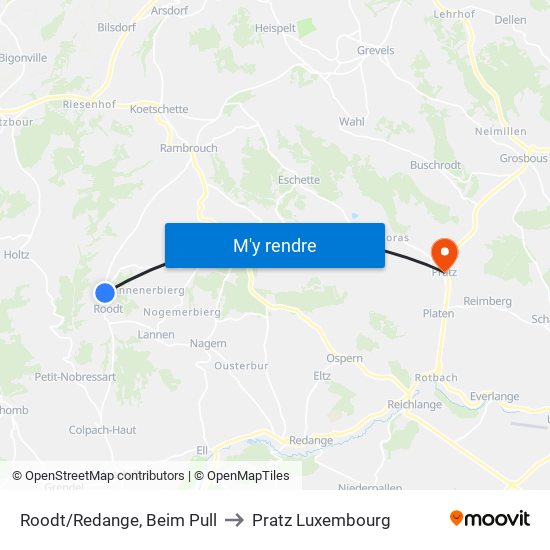 Roodt/Redange, Beim Pull to Pratz Luxembourg map