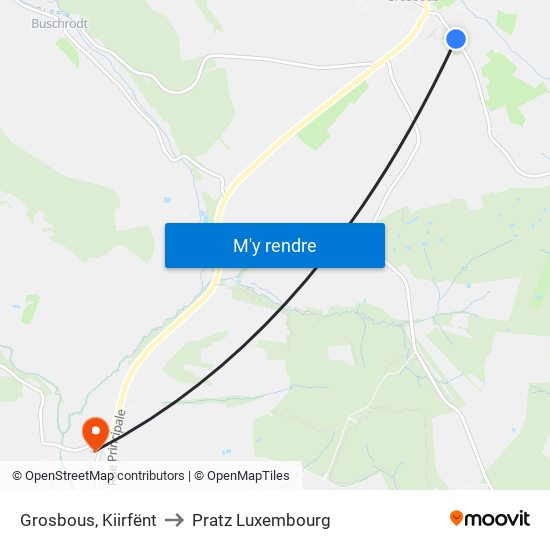 Grosbous, Kiirfënt to Pratz Luxembourg map