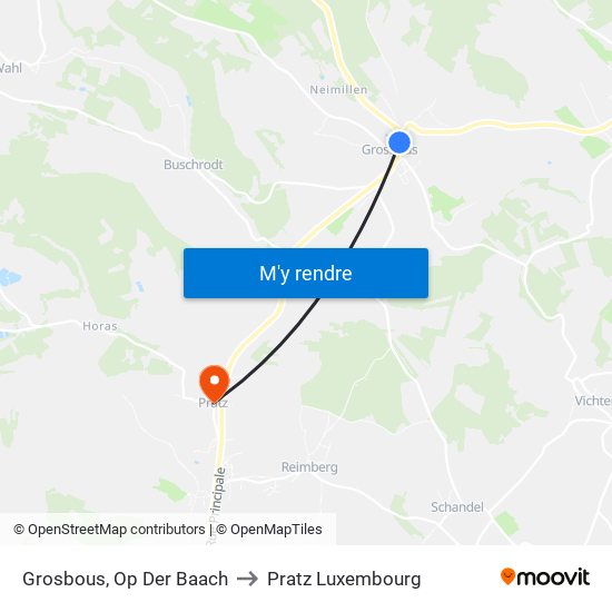 Grosbous, Op Der Baach to Pratz Luxembourg map