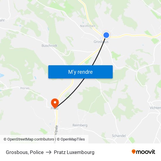 Grosbous, Police to Pratz Luxembourg map