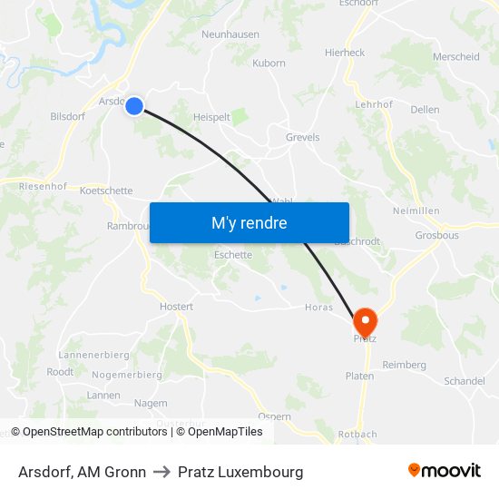 Arsdorf, AM Gronn to Pratz Luxembourg map