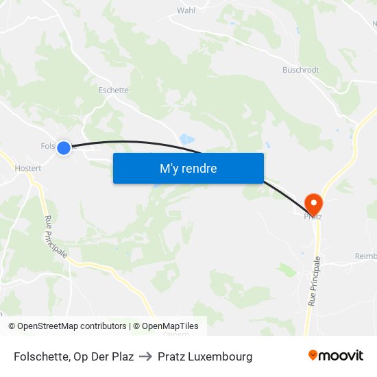 Folschette, Op Der Plaz to Pratz Luxembourg map