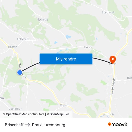 Brisenhaff to Pratz Luxembourg map