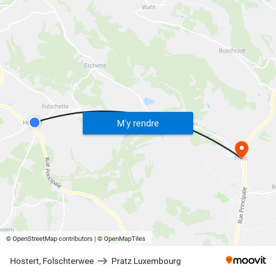 Hostert, Folschterwee to Pratz Luxembourg map