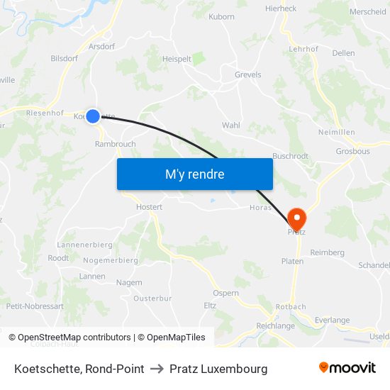 Koetschette, Rond-Point to Pratz Luxembourg map