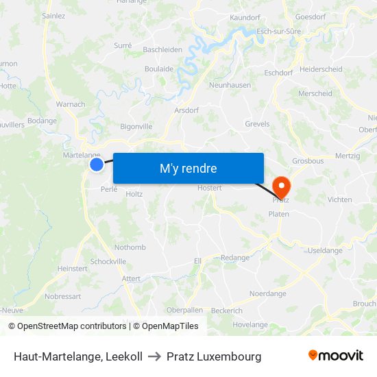 Haut-Martelange, Leekoll to Pratz Luxembourg map