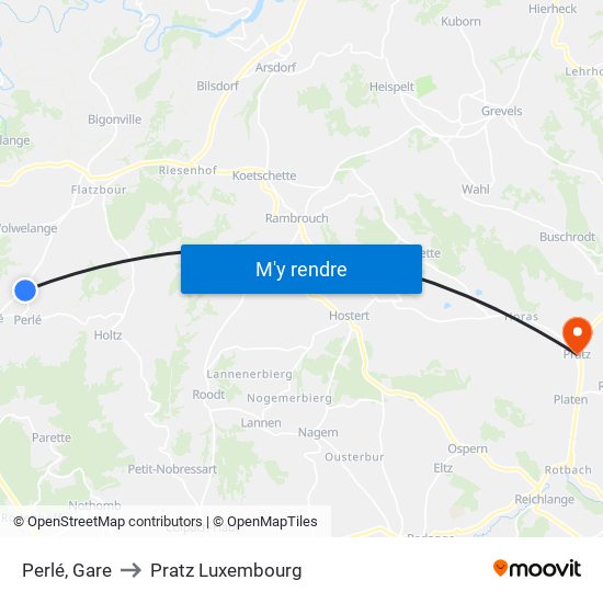 Perlé, Gare to Pratz Luxembourg map
