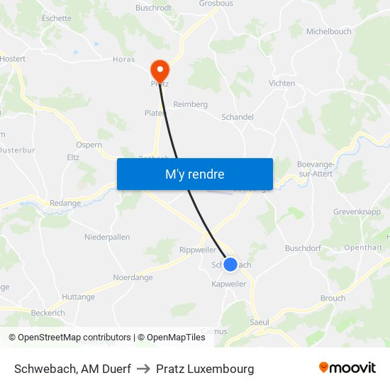 Schwebach, AM Duerf to Pratz Luxembourg map