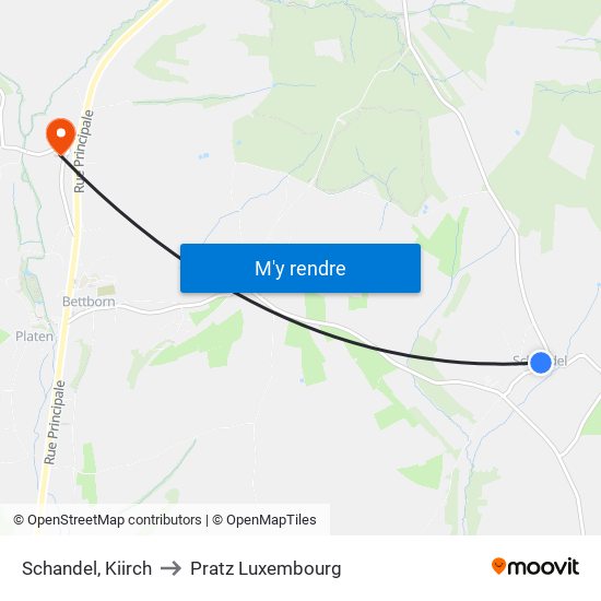 Schandel, Kiirch to Pratz Luxembourg map