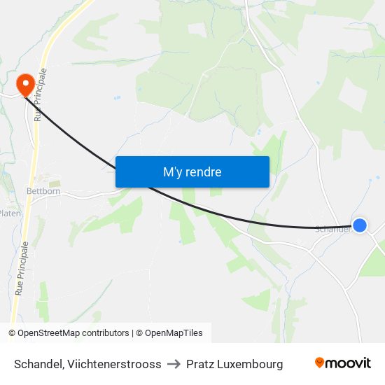 Schandel, Viichtenerstrooss to Pratz Luxembourg map
