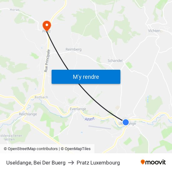 Useldange, Bei Der Buerg to Pratz Luxembourg map