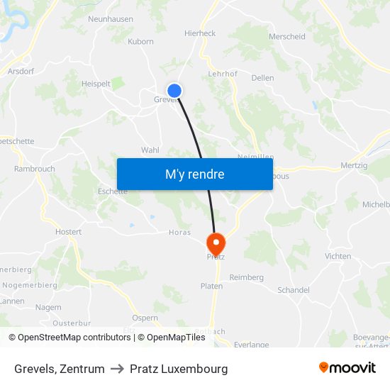 Grevels, Zentrum to Pratz Luxembourg map