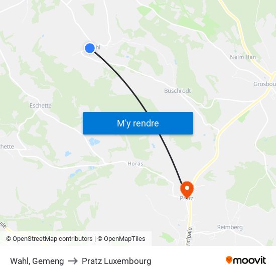 Wahl, Gemeng to Pratz Luxembourg map