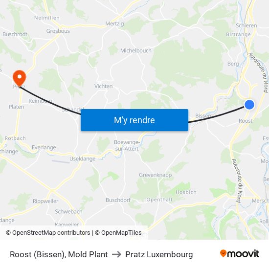 Roost (Bissen), Mold Plant to Pratz Luxembourg map