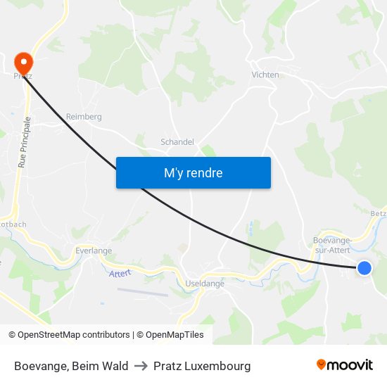 Boevange, Beim Wald to Pratz Luxembourg map