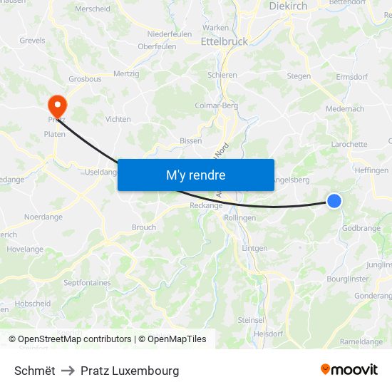 Schmët to Pratz Luxembourg map