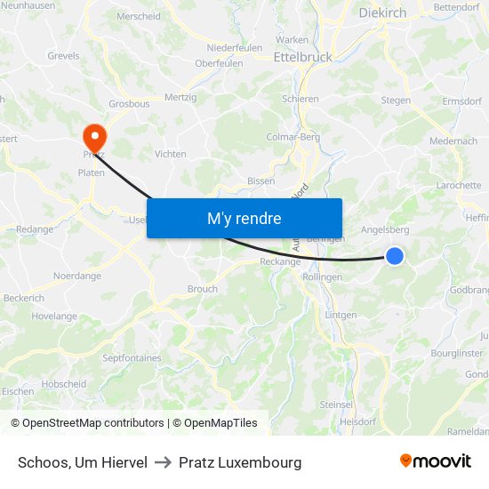 Schoos, Um Hiervel to Pratz Luxembourg map