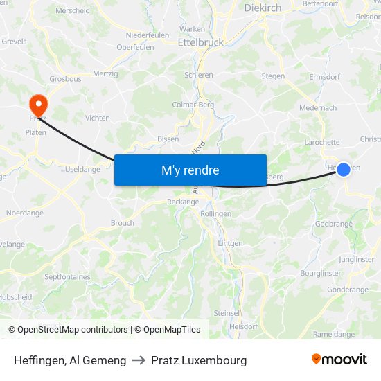 Heffingen, Al Gemeng to Pratz Luxembourg map